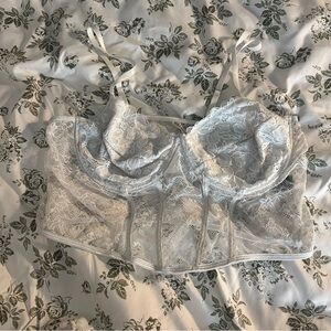 SHEIN ICON White Lace Boned Underwire Cropped Cami Top Size 4X